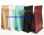 Zipper flat bottom quad bag, 135x80x225mm, with valve for 1kg coffee
