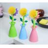 Buy cheap Colorful Flower Dish Brush Plastic Vase With Sponge Pad Sustainable from wholesalers