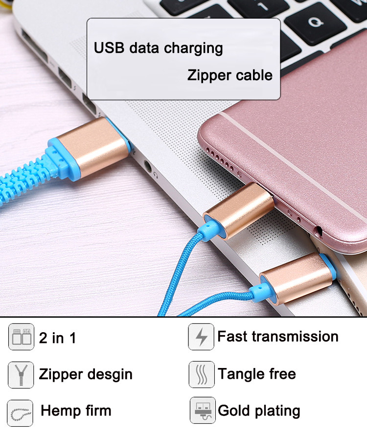 Samsung Iphone Zipper USB Data Cable High Speed USB 2.0 Data Transfer Rates