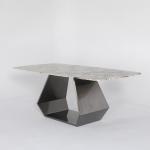 Black Finish Marble Pedestal Dining Table Rooms Rectangular Steel Table