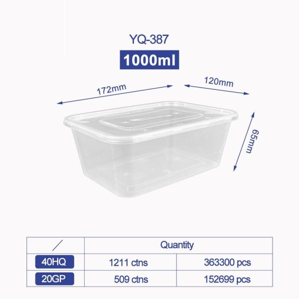 Disposable Microwave Safe PP Injection Restaurant Take Away Container Camping Food Container Meal Bento Box With Lid