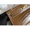 Buy cheap 22cm Crocodile Leather Handbags , Tobacco Leather Square Bag from wholesalers