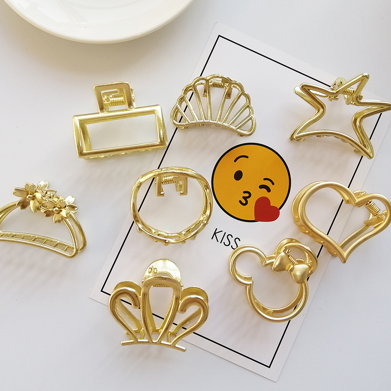 Decorative Cute Hair Claws Clip Set For Thick Curly Hair Very Long Simple Geometric 4.5cm
