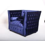 Event button tufted long back wooden sofa living room upholstery sofa navy blue