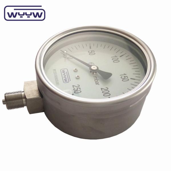 Buy cheap 100mm All Stainless Steel Bayonet Pressure Gauge , Bellows Gas Pressure Gauge Mbar from wholesalers