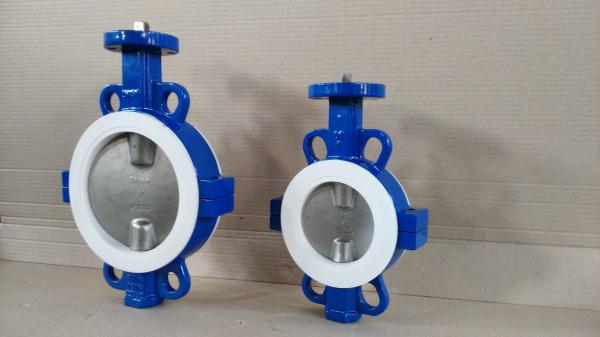 Buy cheap DN100 PTFE Seated Ductile Iron Split Wafer Butterfly Valve from wholesalers