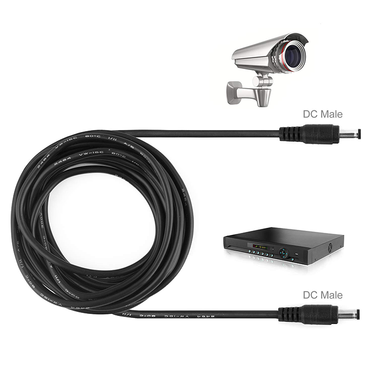 Male to Male 5.5x2.1mm DC Jack Extension Power Cable
