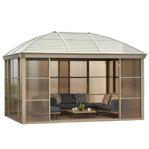 Buy cheap Powder Coated Aluminium Frame Glass Gazebo Sunroom With Galvanized Top from wholesalers