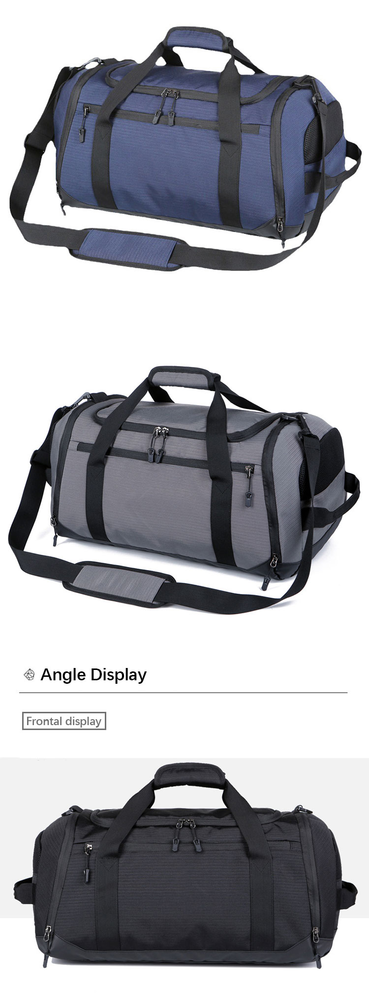 Customizable Gym Bags With Handle , Oxford Dry Wet Separation Fitness Tote Bag