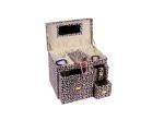 Leopard Faux Leather Jewelry Packaging Boxes Velvet Lining Material With Mirror