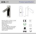 Contemporary type hotel bedside wall light IP20 headboard wall light flexible 3W
