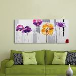 Hand Painted Abstract Art Canvas Paintings , Acrylic Purple Floral Wall Art