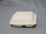 8" 9" 3 Compartment Biodegradable Food Boxes Bagasse Hinged Container