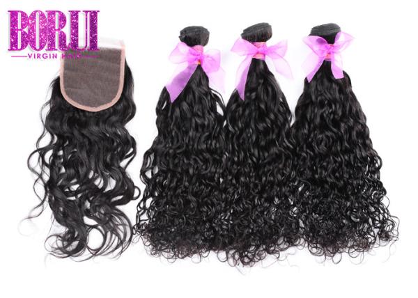 Buy cheap Virgin Malaysian Human Hair 3 Bundles With Closure Water Wave 8-26 Inch from wholesalers