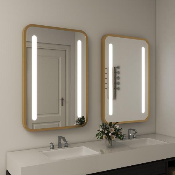 Metal Frame round led bathroom mirror Smart Touch Switch Round Illuminated