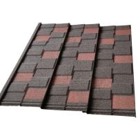 Buy cheap Black Red Shingle Tile 0.45mm AZ100 50 Years Warranty Stone Coated Roofing product