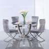 Buy cheap Silver Mirror Dia 135cmx75cm Tempered Glass Dining Table ring shaped chrome legs from wholesalers
