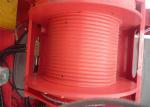 Red 10 Ton Rope Winch Machine , Grooved Drum Winch Automatic Rope Arrangement