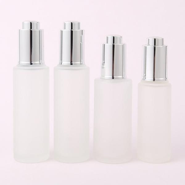 Buy cheap 30ml Custom Clear frosted glass bottle With Pressure Dropper Cosmetic Skincare from wholesalers