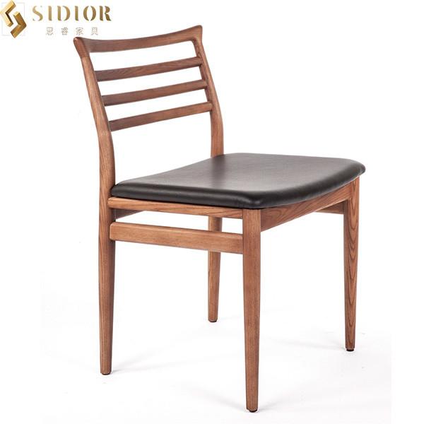 Buy cheap 80cm Height Nordic Solid Wood Leather Chair Low Back For Restaurant from wholesalers