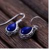 Buy cheap Thai Sterling Silver Natural Lapis Lazuli Drop Dangel Retro Earrings (043143W) from wholesalers
