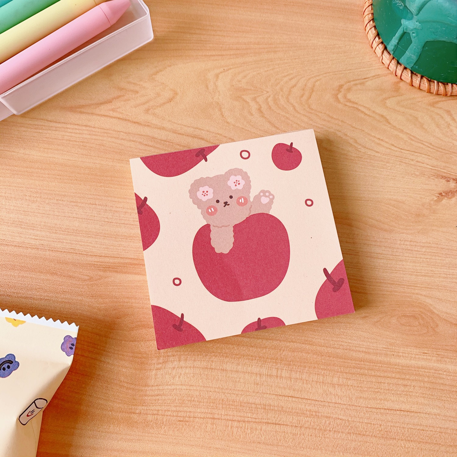 8*8 CM Kawaii Cartoon Bear Memo Note Weekly Planner Sticky Notepad in Custom Color