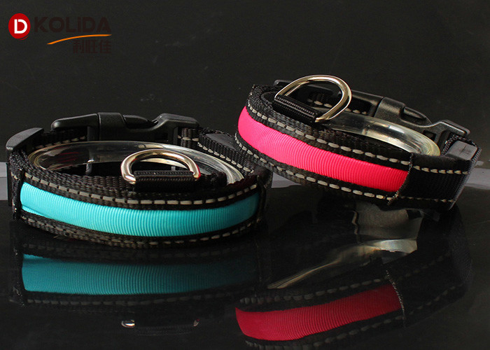 Flashing LED Dog Collar Reflective LED Light Up Flash Collars Adjustable Leash