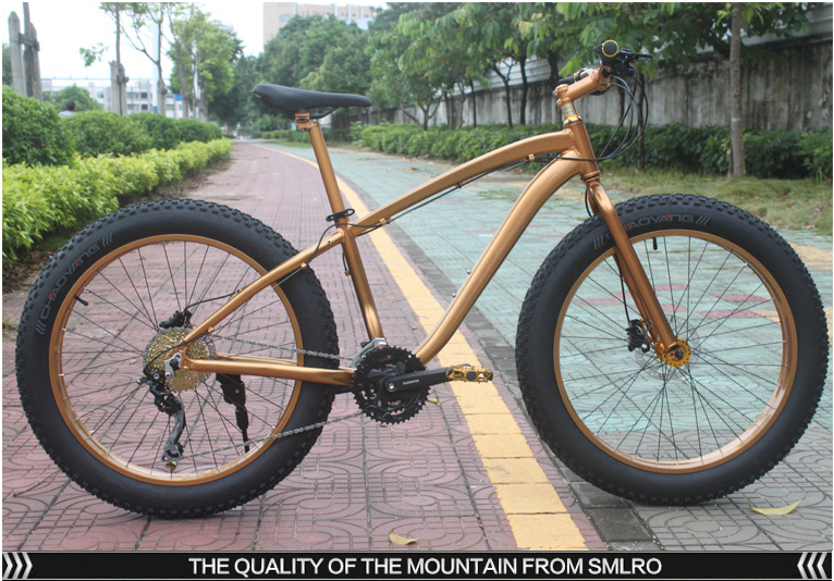 Gold 30 Speed 26x4.0 Inch Fat Wheel Mountain Bike