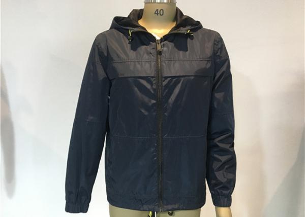 Buy cheap Hooded Men'S Lightweight Polyester Jackets Elasticated Cagoule Navy Winderbreaker from wholesalers