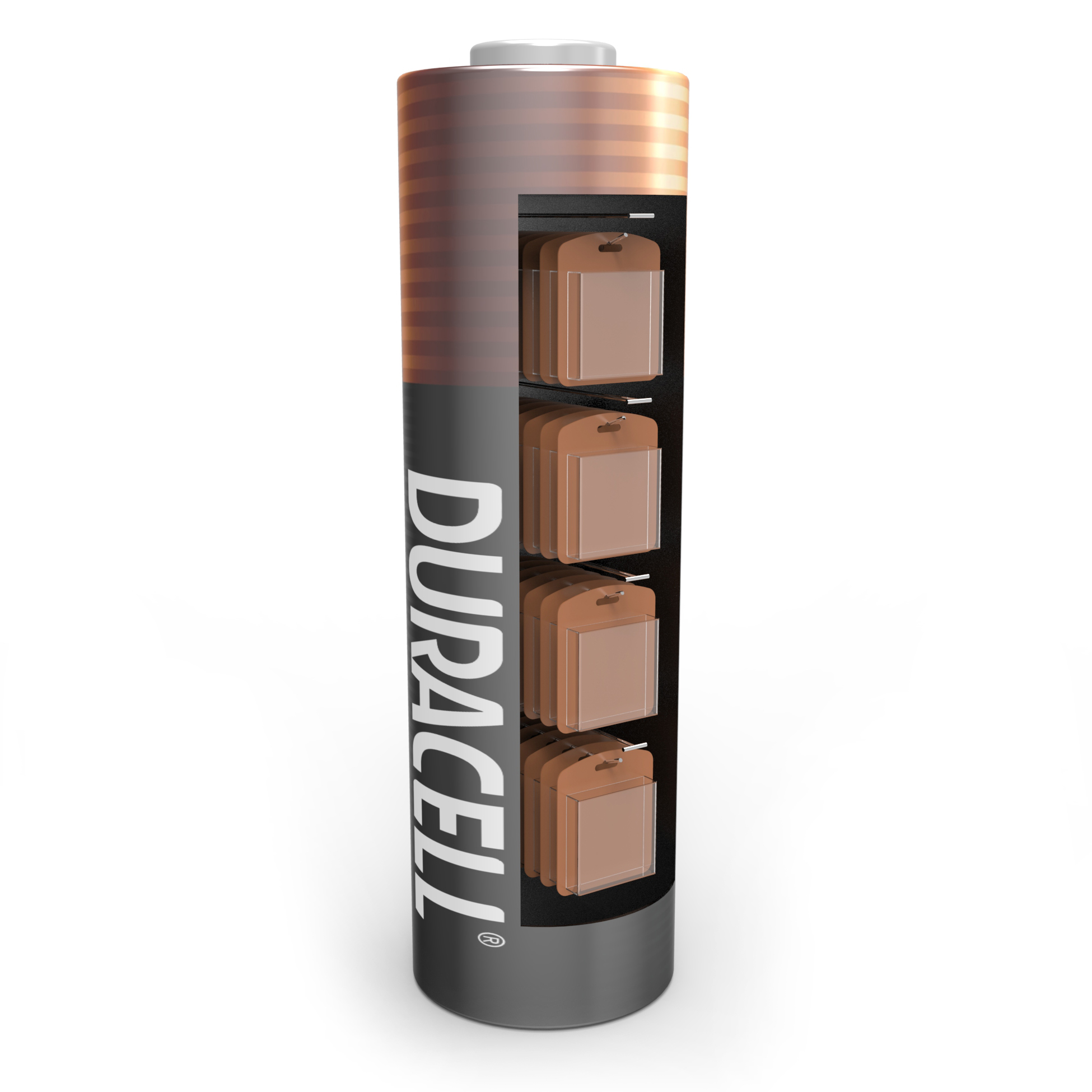 AA Battery Point Of Sales Displays Pegboard Floor Stand With Hanging Hooks