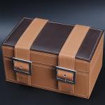 Huge Capacity Multiple Watch Box , Brown PU Leather Watch Jewelry Box