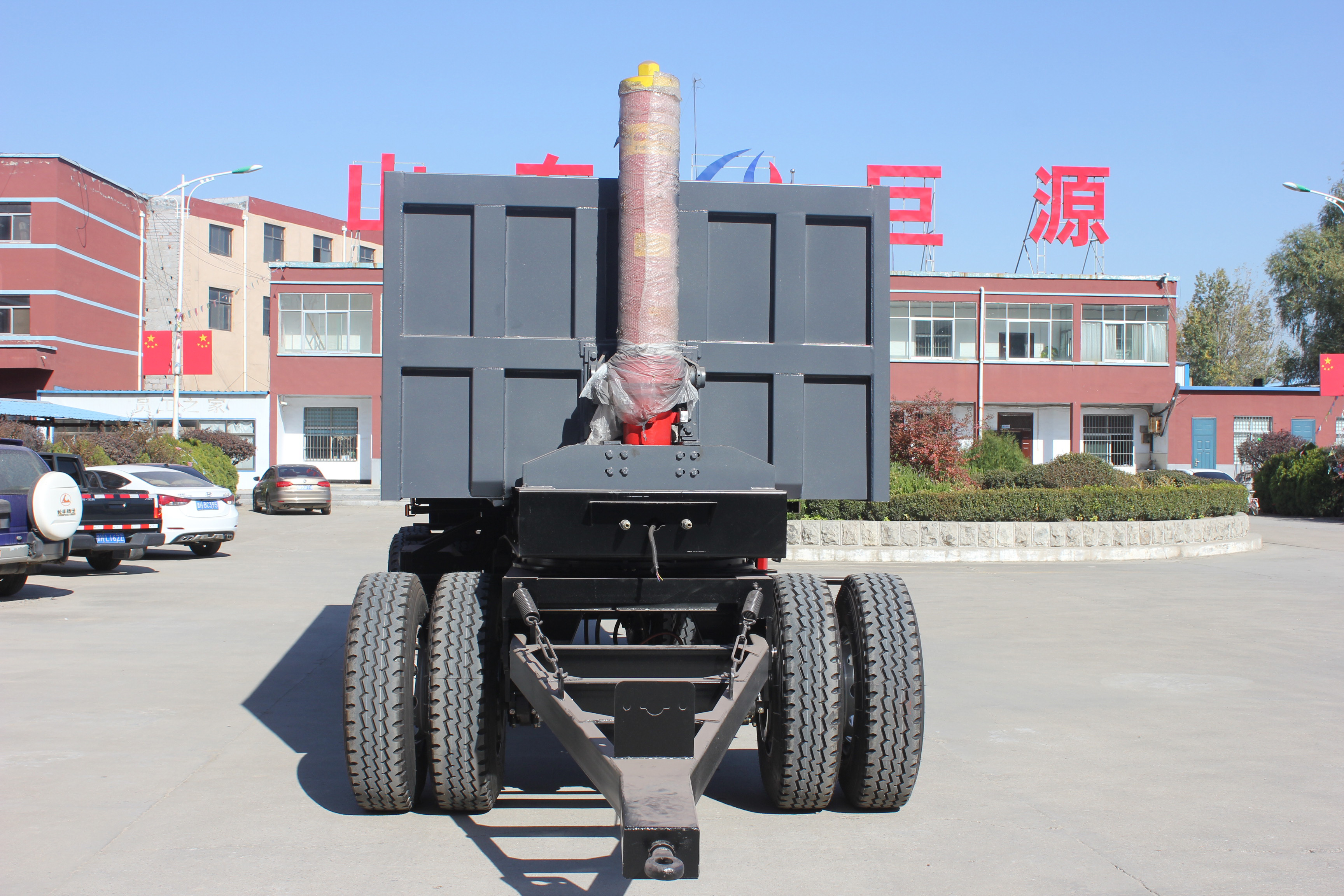 20 Ton Cargo Dump Semi Trailer Truck with 2 Axles Full Trailer Drawbar and Leaf Spring