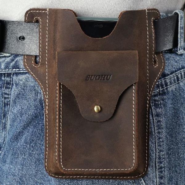 Buy cheap Men'S Vintage Cowhide Leather Running Belt Pouch For Mobile from wholesalers