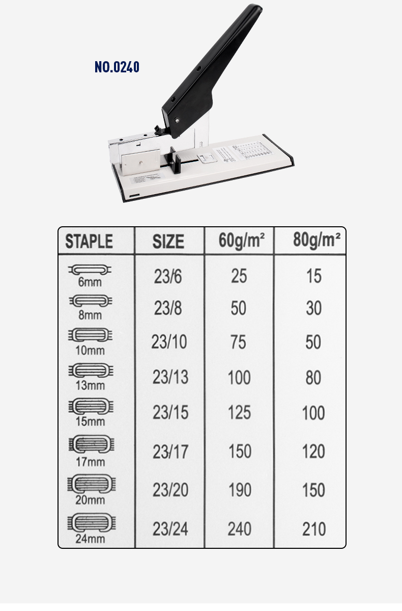 Metal Stapler For Office 24/6 And 26/6 Staple Size Heavy Duty Long Arm Design