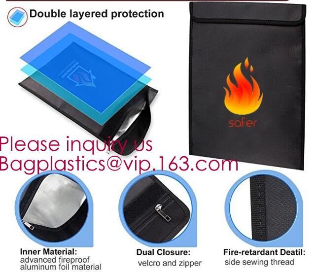 Non-Itchy silicone coated fireproof waterproof bag with zipper 15 x 11 inch,Defender fireproof and water resistant
