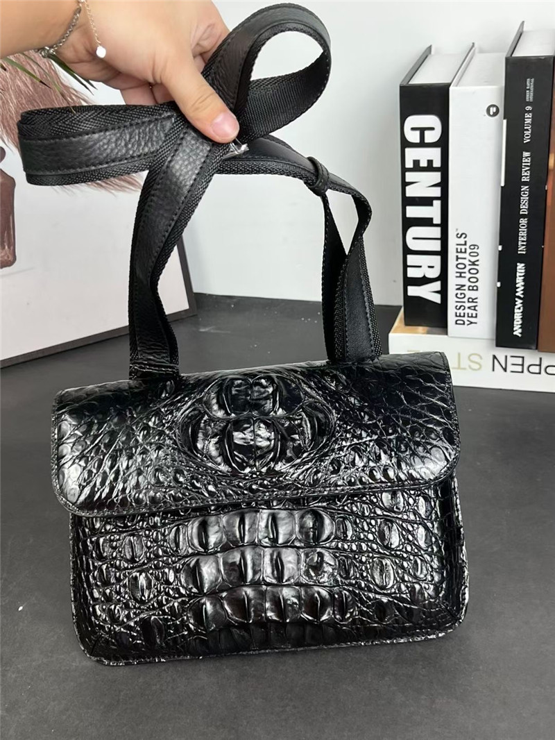 Authentic Crocodile Skin Men's Small Shoulder Bag Ultrathin Flap Purse Genuine Alligator Leather Male Messenger Bag