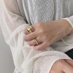 Lanciashow 925 Pure Silver Fine Jewelry Opening Ring Smooth Surface Water Drop