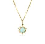 Sunflower Opal And Diamond Necklace 15MM Women'S Opal Necklace 45CM+5CM