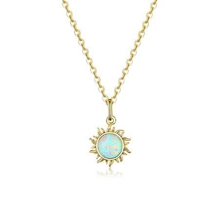 Buy cheap Sunflower Opal And Diamond Necklace 15MM Women'S Opal Necklace 45CM+5CM from wholesalers