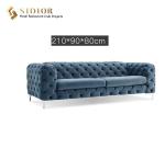 3 Seater Modern Upholstered Sofa Set Fabric Crushed Velvet Sofas 2.1m length
