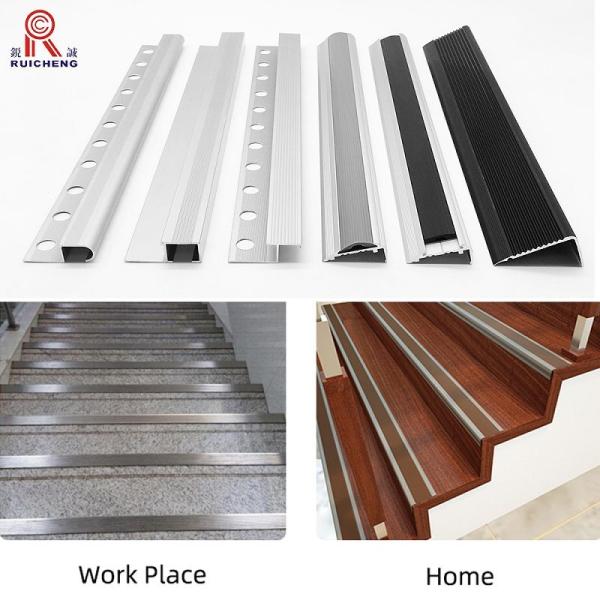 Buy cheap Slip Resistant Aluminium Stair Nosing Edge Trim 7mm Height Anodized from wholesalers