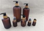 Amber Color Frosted Plastic Bottles Bamboo Pump Hot Stamping Surface