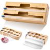 Buy cheap Kitchen Drawer 2 In 1 Bamboo Plastic Wrap Dispenser With Cutter from wholesalers