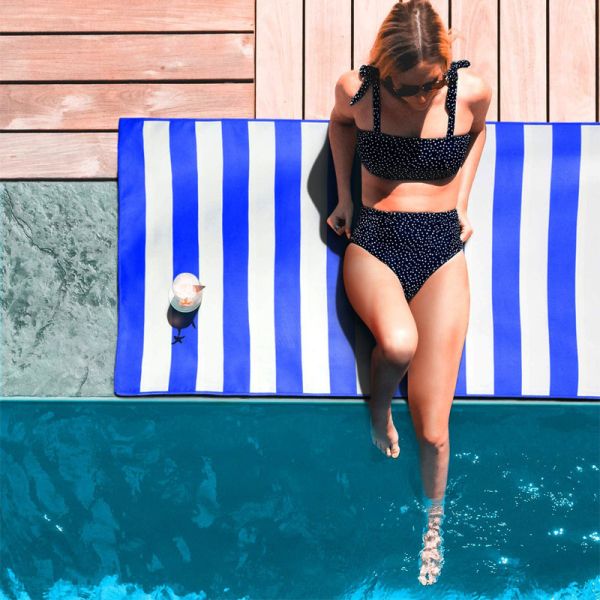 Recycled Blue And White Striped Resort Beach Towels Quick Dry