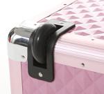 Pink Aluminum Beauty Case With Two Handles Rolling Cosmetic Case For Travel
