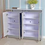 Melamine MDF Diamond Cut 100cm Mirrored Shoe Cabinet