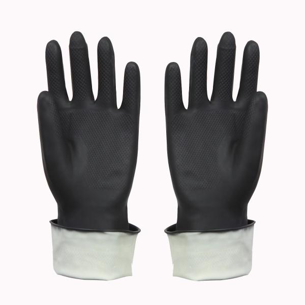 Buy cheap Black Safety Waterproof Rubber Work Gloves , Industrial Latex Gloves Tear Resistant from wholesalers
