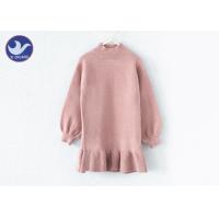 Buy cheap Turtle Neck Little Girl Sweater Dressess , Girls Long Sleeve Dresses Ruffle product