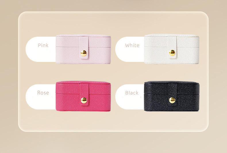 PU Leather Jewelry Storage Box Organizer For Rings Earrings And Lipstick In Place