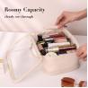 Buy cheap Large Leather Double Layer Clear Cosmetic Bag Shockproof With Zipper from wholesalers